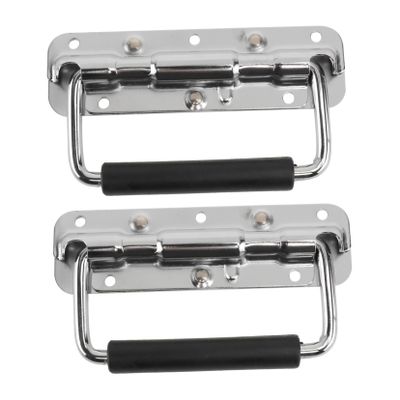 TOBBOMEY 2Pcs Chrome Folding Handles for Instrument Cases Cover-Free Knobs Heavy-Duty Tool Case Handles and Cabinets