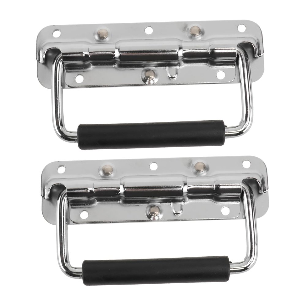 TOBBOMEY 2Pcs Chrome Folding Handles for Instrument Cases Cover-Free Knobs Heavy-Duty Tool Case Handles and Cabinets