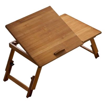 Adjustable Foldable Laptop Desk Lap Desk with Height Adjustable Legs Japanese Floor Table for Reading Living Room Solid Construction(Brown,M)