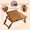 Adjustable Foldable Laptop Desk Lap Desk with Height Adjustable Legs Japanese Floor Table for Reading Living Room Solid Construction(Brown,M) view 3