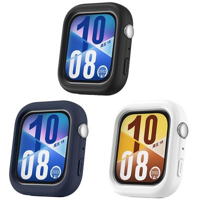 3 Pack Silicone Case for Huawei Watch Fit 4 Pro Protective Cover, Flexible Silicone Case Scratch Resistant Cover Protective Case Compatible with Huawei Watch Fit 4 Pro (White/Black/Dark Blue)