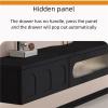 Wood Floating TV Stand with Glass Door and Drawers Wall Mounted Media Console with Textured Glass Panel Cable Management Heavy Duty(Black,140 cm) view 3