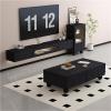 Wood Floating TV Stand with Glass Door and Drawers Wall Mounted Media Console with Textured Glass Panel Cable Management Heavy Duty(Black,140 cm) view 4