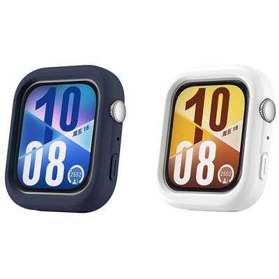 2 Pack Silicone Case for Huawei Watch Fit 4 Pro Protective Cover, Flexible Silicone Case Scratch Resistant Cover Protective Case Compatible with Huawei Watch Fit 4 Pro (Dark Blue/White)