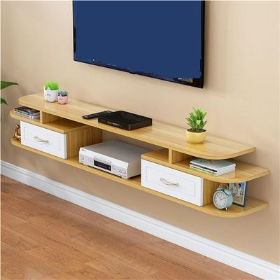 Floating TV Stand with Storage Wall Mounted Entertainment Center and Cabinet Shelf 3 Layer Space-Saving Under TV Shelf Heavy Duty(Multi-Colored,55in)