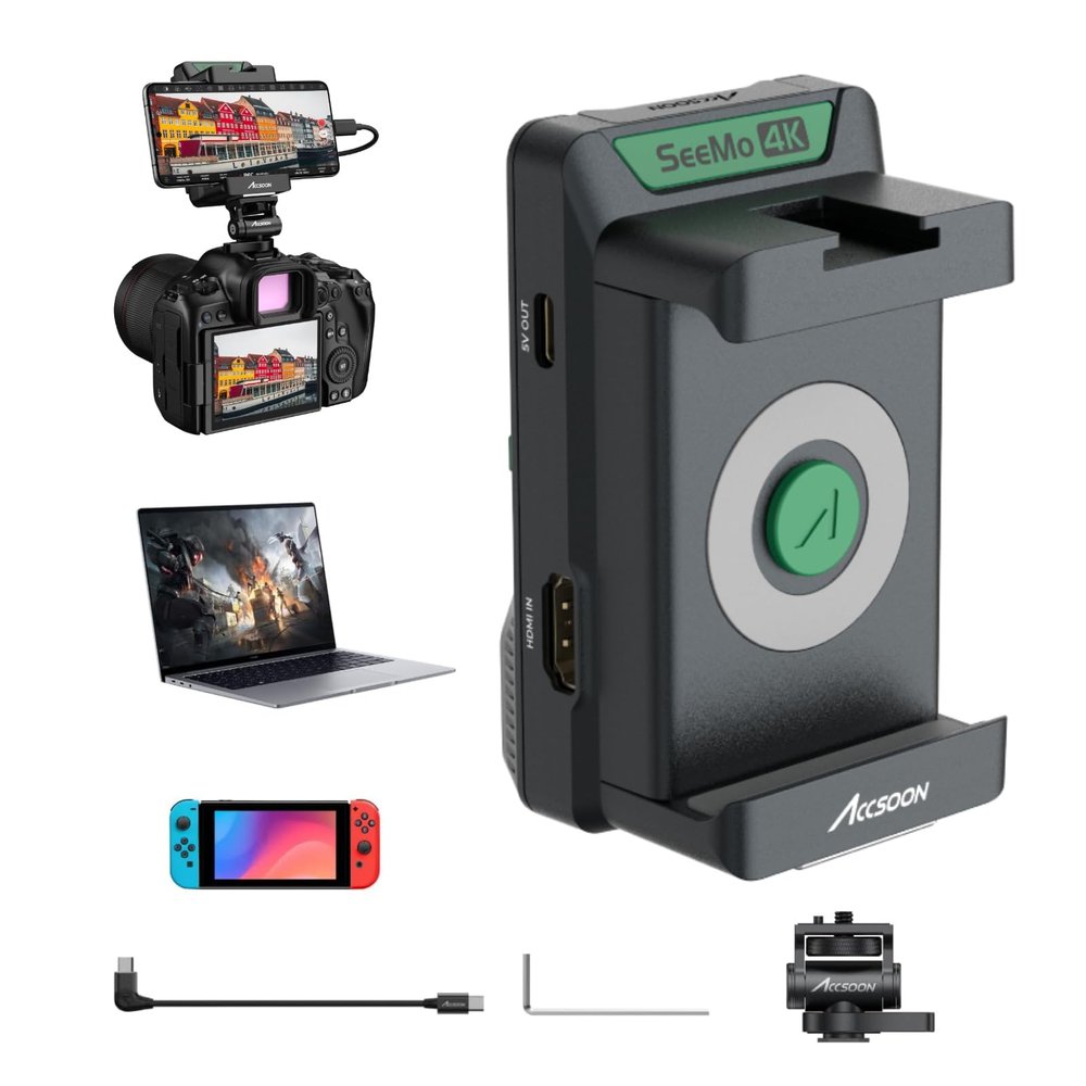 Accsoon SeeMo 4K HDMI Video Transmission System, 4K30/1080p60 Camera Transmitter for Recording/Sharing/Livestreaming, Compatible with Samsung/Xiaomi/Galaxy/LG/Tablets, SeeMo 4K for Android 8 or Later