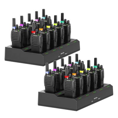 Retevis H-777 Walkie Talkies Rechargeable, 20 Pack Portable Two Way Radio with 10 Way Multi Gang Charger, Flashlight, USB C Upgraded Radios Walkie Talkie Long Range for Adult, School (Black)