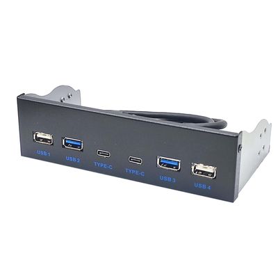 Yaregelun USB 3.0 Front Panel for Desktop 5.25In CD-ROM Drive Bay USB3.0/3.2 19Pin USB2.0 9Pin to 2X USB Type C+2X USB3.0+2xUSB2.0