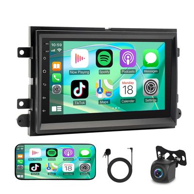 4+64G Android Car Radio for Ford E250/E350 2009-2014, Car Stereo for Ford Mustang 2005-2009, for Ford Focus 2005-2007 7 inch Touchscreen Wirelss Carplay Android Auto GPS Upgrade IPS Navi WiFi FM