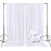 10Ft x 7Ft White Backdrop Curtains for Parties, Polyester Fabric Backdrop Drapes with Rod Pockets for Weddings, Birthday, Halloween, Photography, Christmas Party Background Curtain, 2 Panels view 1