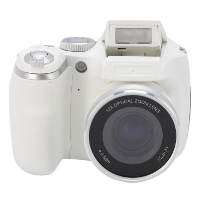 YUEHISY Digital DSLR Camera, 4K 60M Video Recorder with LED Flash, LCD Screen, CMOS Sensor 12x Optical 6X Digital Zoom, for Travel Portrait Scenery (White)