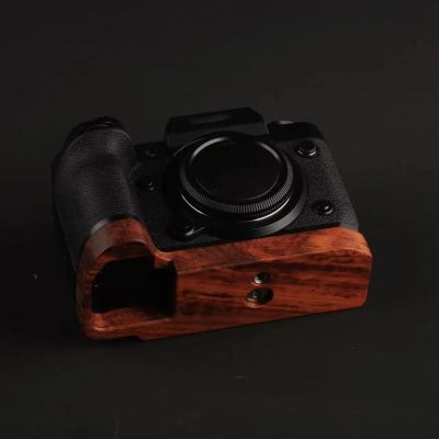 Camera cage Base Wood Hand Grip Holder, for Fujifilm XH2 XH2S Camera, Solid Wood Red Sandalwood Handle Base Ebony Rosewood Grip (red)