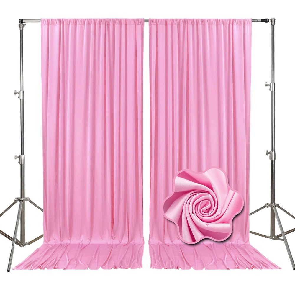 10Ft x 7Ft Pink Backdrop Curtains for Parties, Polyester Fabric Backdrop Drapes with Rod Pockets for Weddings, Birthday, Halloween, Photography, Christmas Party Background Curtain, 2 Panels