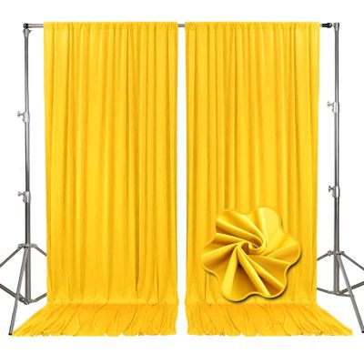 10Ft x 7Ft Yellow Backdrop Curtains for Parties, Polyester Fabric Backdrop Drapes with Rod Pockets for Weddings, Birthday, Halloween, Photography, Christmas Party Background Curtain, 2 Panels