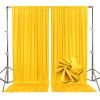 10Ft x 7Ft Yellow Backdrop Curtains for Parties, Polyester Fabric Backdrop Drapes with Rod Pockets for Weddings, Birthday, Halloween, Photography, Christmas Party Background Curtain, 2 Panels view 1
