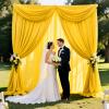 10Ft x 7Ft Yellow Backdrop Curtains for Parties, Polyester Fabric Backdrop Drapes with Rod Pockets for Weddings, Birthday, Halloween, Photography, Christmas Party Background Curtain, 2 Panels view 3