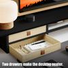 FENSULN DualTier Monitor Stand Riser with Drawers, Desktop Organizer Shelf Storage for Computer Screen 2 Monitors, Supports for PC Computer Monitor, Printer, Heavy TV Riser Black view 3