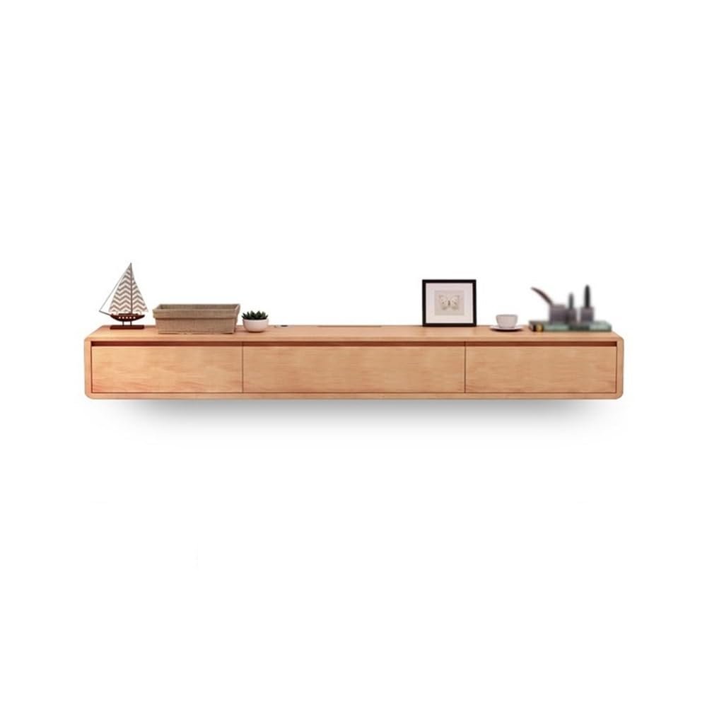 YUXING1205 Floating TV Stand with Flip Doors and Drawers Wall-Mounted Floating Entertainment Center TV Console(Natural,180x20x24cm)