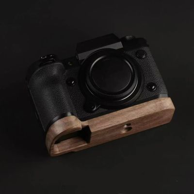 Camera cage Base Wood Hand Grip Holder, for Fujifilm XH2 XH2S Camera, Solid Wood Red Sandalwood Handle Base Ebony Rosewood Grip (Gray)