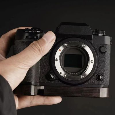 Camera cage Base Wood Hand Grip Holder, for Fujifilm XH2 XH2S Camera, Solid Wood Red Sandalwood Handle Base Ebony Rosewood Grip (Black)