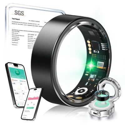 MSDQQTIY New Upgraded Smart RingJZ5.0 Chip & 0 Measurement Error IP68 Waterproof | Smart Ring Women (Black, 9#)