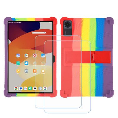 BMPNLSZ TPU Cover for Lenovo Tab K10 Gen2 + 2 HD Tempered Glass, Silicone Shell Bumper Protective Back Case - 9 Hardness Anti-Scratch Screen Protector (10,1") - CHColor