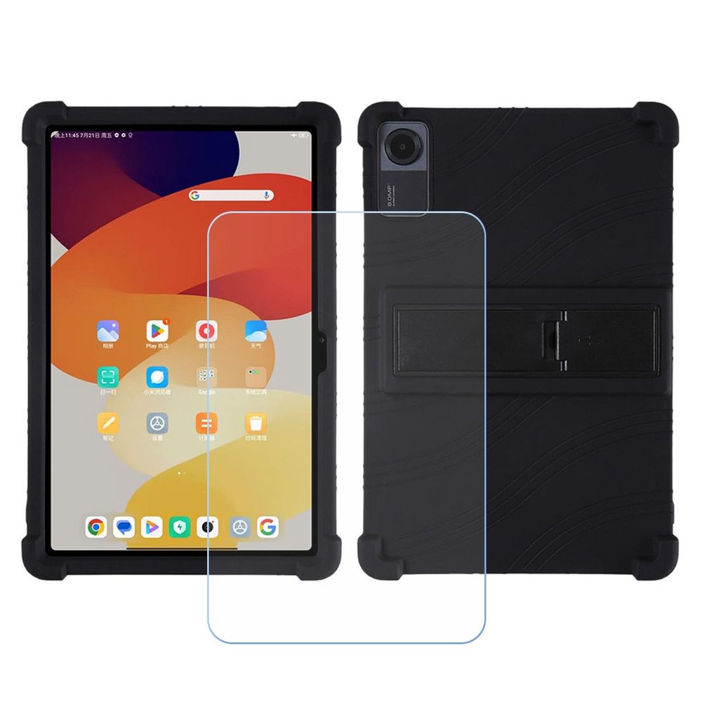 BMPNLSZ TPU Cover for Callsky Tab Ctab + HD Tempered Glass, Silicone Shell Bumper Protective Back Case - 9 Hardness Anti-Scratch Screen Protector (10,1") - Black
