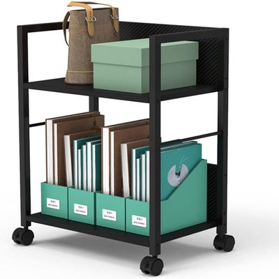 ELEFOCUS Mobile Computer Tower Stand Printer Stand 2-Tier Storage Shelf Under Desk Rolling PC Laptop Standing Table (Size:46 * 35 * 59.5cm,Color:Black)