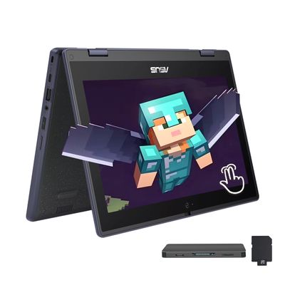 ASUS 11.6" HD Touchscreen 2-in-1 Laptop for Students, Intel Celeron N100, UHD Graphics, 4GB RAM, 288GB Storage(128GB SSD160GB Docking Station Set), Webcam, Wi-Fi 6, Windows 11 Pro, Mineral Gray