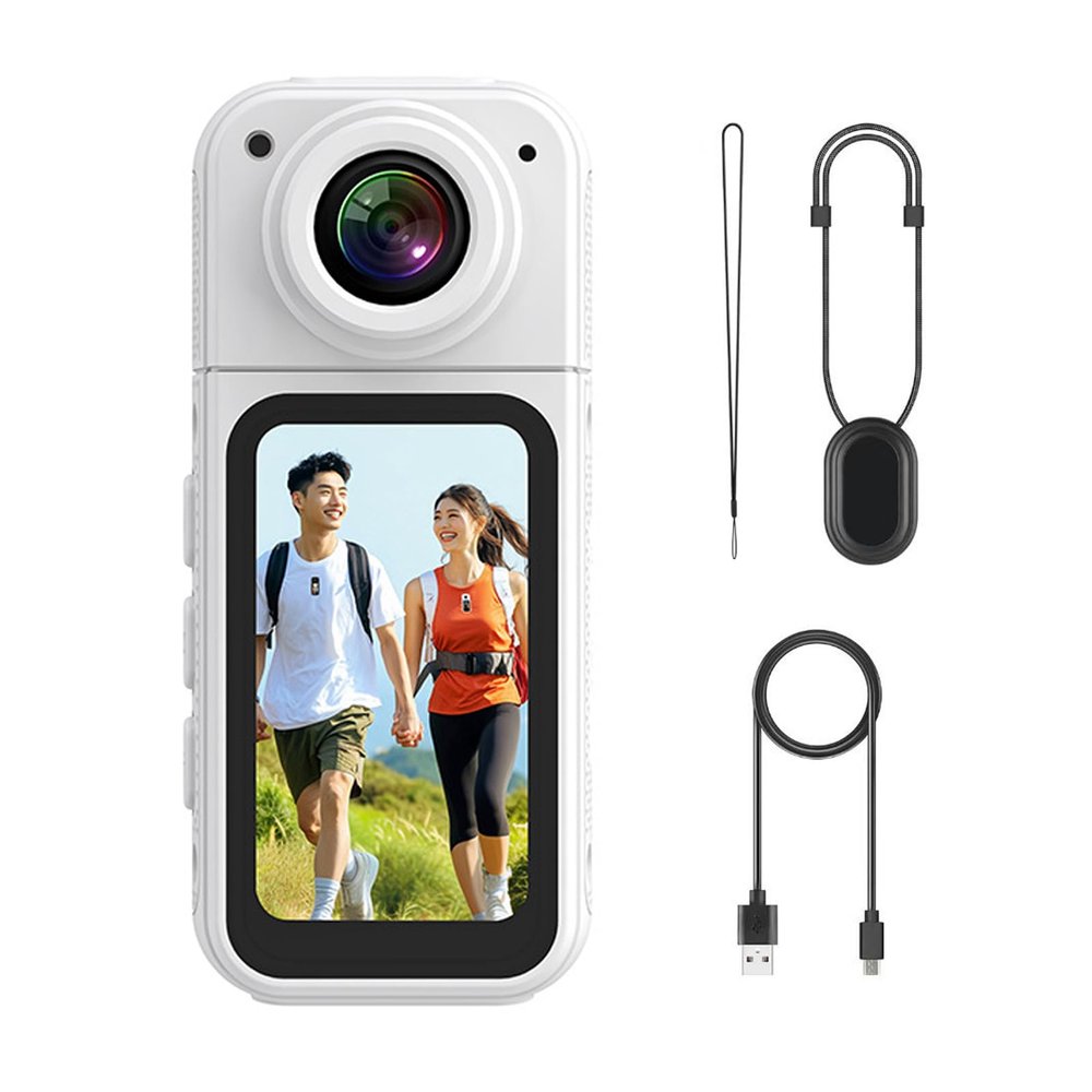 VBESTLIFE 2.7K Thumb Action Camera, Wearable Body Cam with Magnetic Lanyard, Handsfree POV Recording, Portable Camcorder for Cycling, Travel, Pet