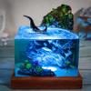 Handmade 3D Ocean Resin Lamp - USB-powered wooden base resin ocean night light, adjustable lamp, men's office decoration, living room and bedroom decoration, suitable for vacation (10*10*10cm) view 3