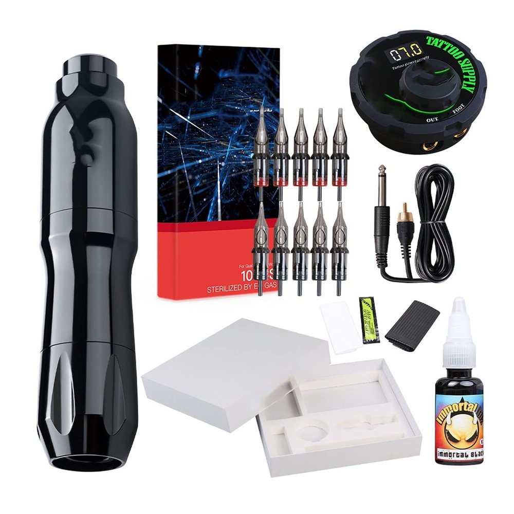 Professional Tattoo Rotary Pen Kit Machine Immortal Inks Set Mini Power Needles With Gift Box Tattoo Supplies