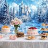 10X10FT Winter Backdrop, Wonderland Christmas Party Decorations, Crystal Ice Castle Snowflake Pine Tree Photography Background, Kids Birthday Banner Portrait Photo Booth Prop view 3