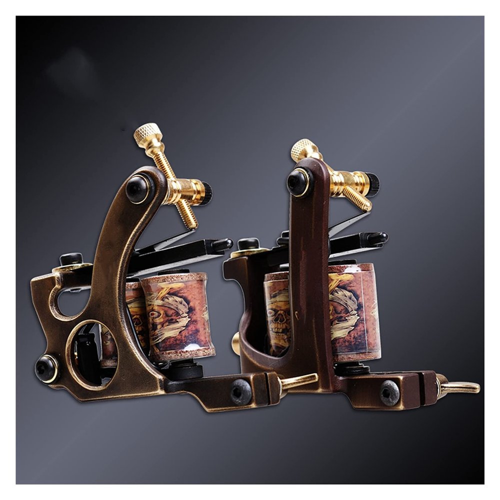 2 Pcs Handmade Whole Wire Cutting Copper Machine Tattoo Machine 10 Wraps Coil Tattoo Gun Liner And Shader(Shader and Liner)