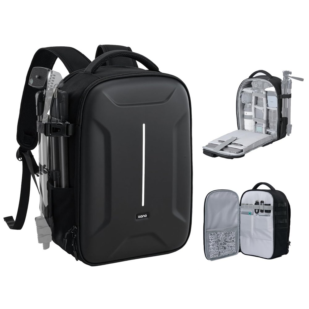 llano 22L Large Hardshell Camera Backpack Case, Camera Bags for Photographers Compatible with DSLR and Mirrorless Cameras,for Sony Canon Nikon Fujifilm with Laptop Compartment,Travel and Outdoor