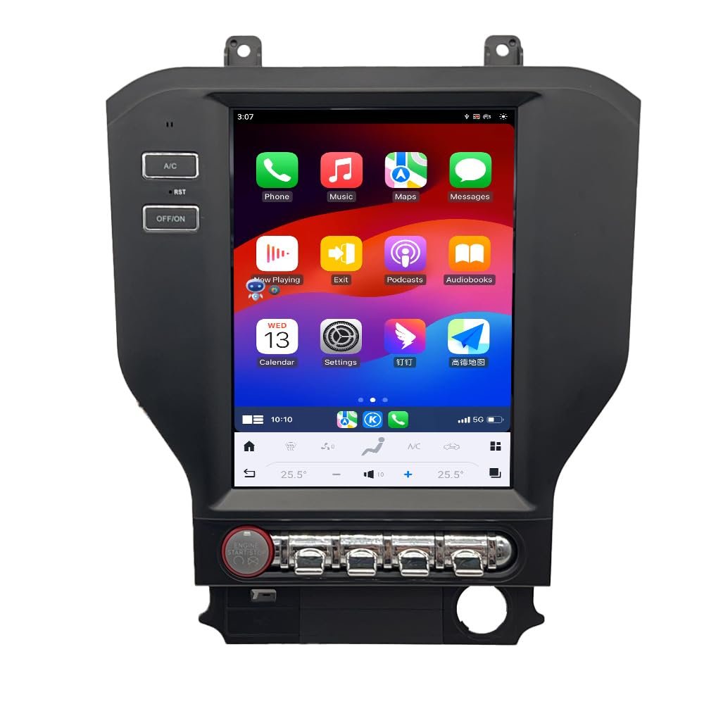 for Ford Mustang Radio Upgrade 2015-2023,Android 13.0 Stereo Navigation Replacement,9.7inch 8core CPU,4+32GB,Carplay and Android Auto,Keep SWC and Factory Camera, Black