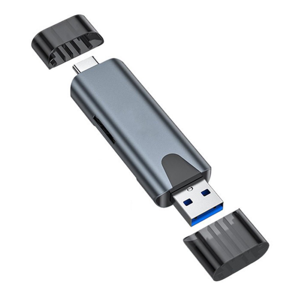 WEISUYUUS Double Port USB C and USB 2.0 Memory Card Reader for Microed Cards Fast Transfer for Smartphones Laptops Tablets