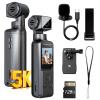 BOBLOV 5K Body Camera with Microphone, W5 Vlogging Camera, 5K/15FPS and 4K/60FPS with 270 Rotating Lens, External Mic Support, Clip/Strap Options, EIS Stabilization for Meeting, and Daily Use (128GB) view 1