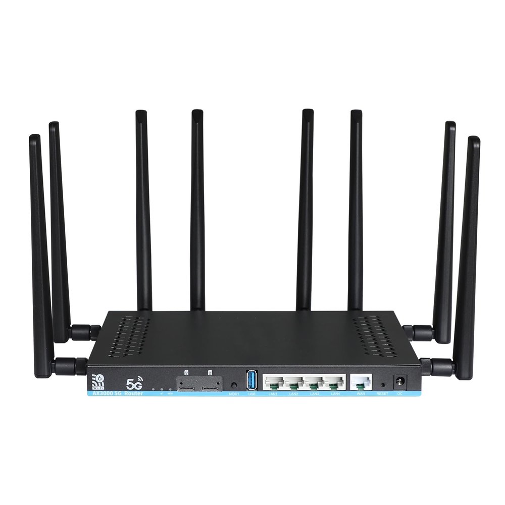 5G Router WiFi 6 AX3000 with Dual SIM Slots Gigabit Dual-Band Wireless CPE 4 LAN Ports + USB 3.0 Detachable Antenna Global Compatible for Home/Office Model Z8102AX-T-RM520NGL