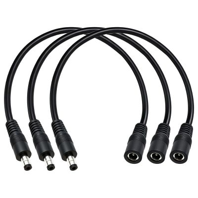 14AWG DC 5.5mm x 2.5mm Male to Female Power Extension Cable, 12V/24V High Current DC Power Cord 3-Pack for CCTV Camera, Solar Panel, RV,1FT