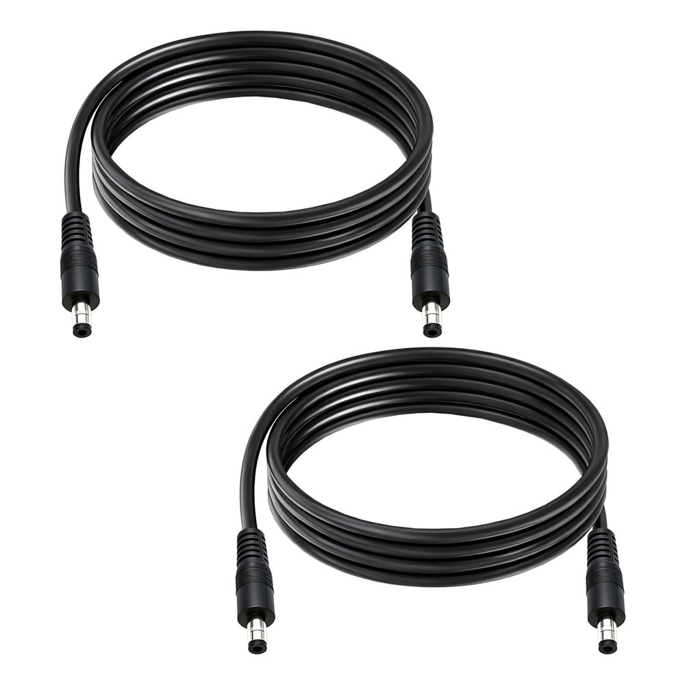 GGIPOWY 2-Pcs 6.6ft DC 5.5mm x 2.5mm Male to Male Power Extension Cable, 14AWG 12V 24V DC Power Cord for CCTV Camera,Solar Monitor, Solar Panels
