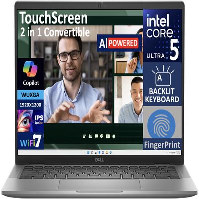 Dell Latitude 7450 AI Powered 2-in-1 Laptop 14.0" Touchscreen IPS WUXGA Display (Intel Ultra 5-135U, 16GB LPDDR5X, 512GB M.2 PCIe SSD, Backlit KB, Fingerprint, 2 Thunderbolt 4, Win 11 Pro) (Renewed)
