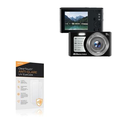 BoxWave Screen Protector Compatible With Acuvar 48MP 4K Camera (2.8 in) - ClearTouch Anti-Glare Anti-UV EyeCare (2-Pack), Filters out Harmful Blue Light Reduce Fatigue