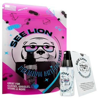 See Lion Anti Fog Spray | Long-Lasting Fog Prevention for Glasses, Goggles, Visors, Face Shields, Sunglasses | 30ml / 1oz Travel Bottle | Streak-Free Formula