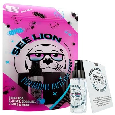 See Lion Anti Fog Spray | Long-Lasting Fog Prevention for Glasses, Goggles, Visors, Face Shields, Sunglasses | 30ml / 1oz Travel Bottle | Streak-Free Formula