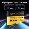 AMCHEERTRA 128GB MicroSDXC Memory Card, 4K, 5K UHD Videos Storing, R/W Up to 180/140MB/s, UHS-I, C10, U3, A2, High-Speed MicroSD Card, TF Card for Drones, Action Cameras, Dashcams, Gaming Consoles view 2