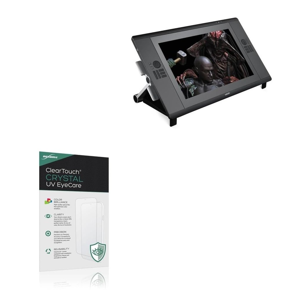 BoxWave Screen Protector Compatible With Wacom Cintiq 24HD Touch DTH-2400 - ClearTouch Crystal Anti-UV EyeCare (2-Pack), Filters out Harmful Blue Light Reduce Fatigue
