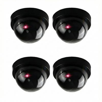Fake Security Cameras 4 Pack, Dummy CCTV Dome with Flashing Red LED