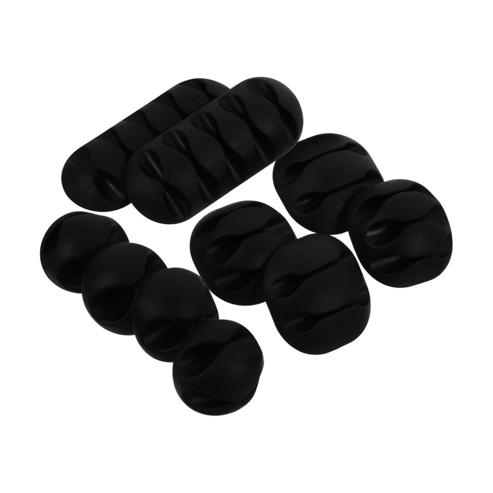 Angoily 10-Piece Desk Wire Management Kit Adhesive Plastic Cable Organizer Efficient Cord Holder for Mouse Charger and Appliance Cables