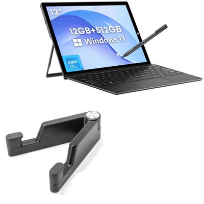 BoxWave Stand and Mount Compatible with Chuwi UBook X 2-in-1 Laptop (12 in) - Desktop Aluminum SoloStand, Adjustable Hands-Free Portable with Rubber Feet - Jet Black